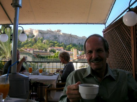 Dad relaxing in Athens