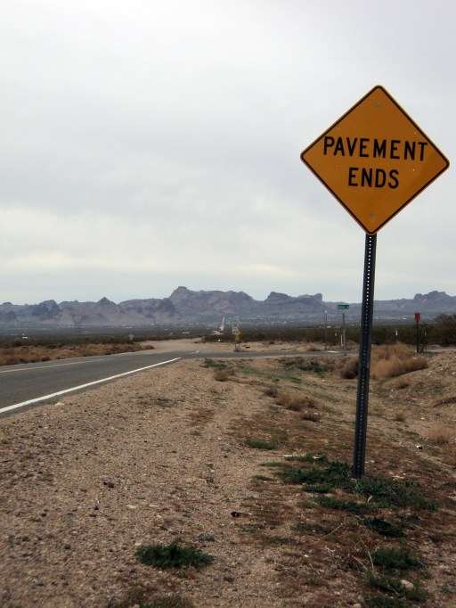 Pavement ends sign