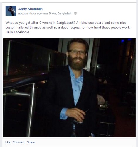 Andy on his last night in Dhaka, Bangladesh