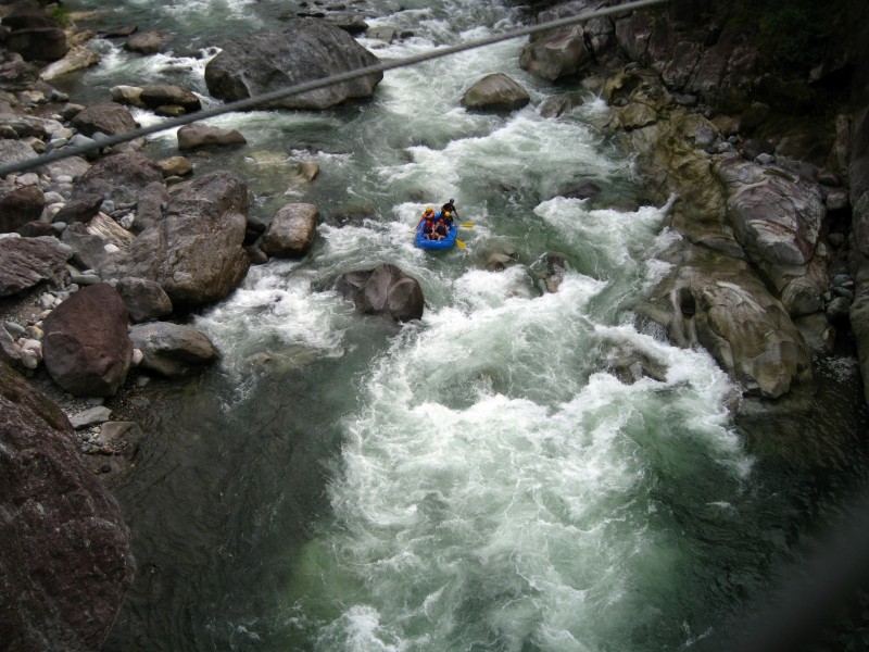 Rafting down the Cangrejal at the Jungle River Lodge in Honduras.