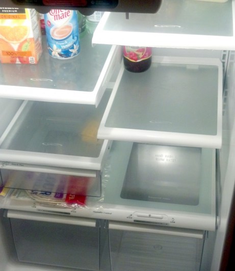 Empty fridge after travel.
