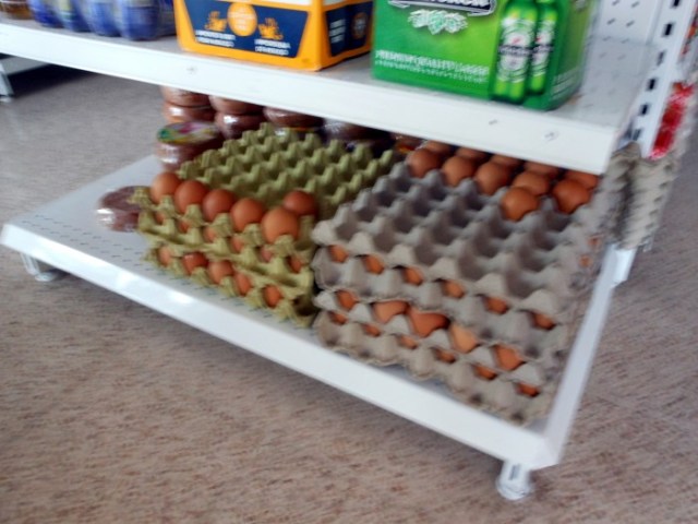 Eggs at a supermarket in Guatape, Colombia.