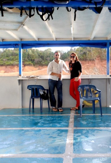 Beer on the boat tour in Guatapé, Colombia.