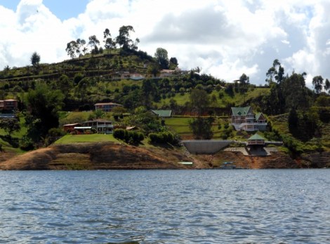 Houses along the lake in Guatape, Colombia.