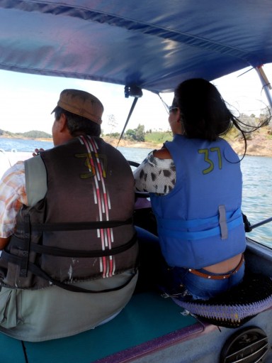 Boating in Guatape, Colombia.