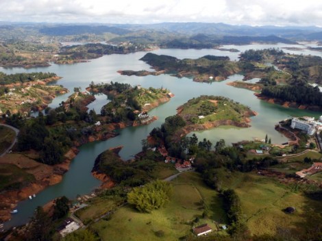 Guatape, Colombia lake from La Piedra.