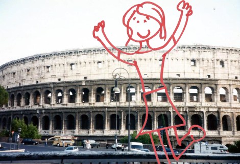 Stick figure Julie in Rome