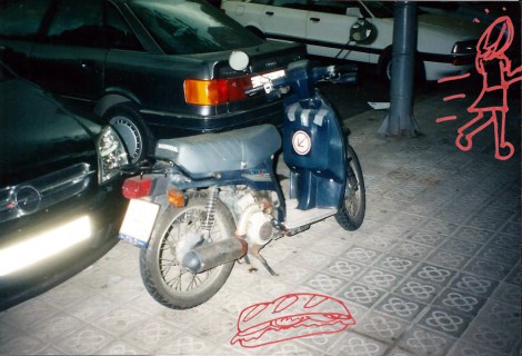 Sandwich on sidewalk