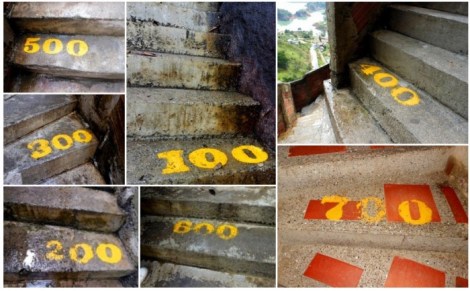 Numbered stairs in Guatape, Colombia.