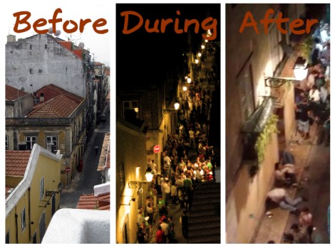 Lisbon nightlife in Bairro Alto district.